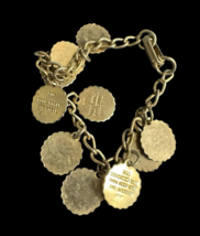 Vintage Ten 10 Commandments Metal Gold Tone Bracelet Religious Jewelry - $12.00
