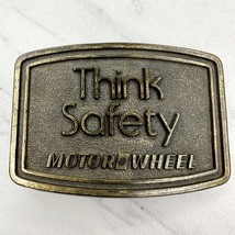Vintage Think Safety Motor Wheel Belt Buckle - £15.49 GBP