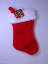 MERRY BRITE TRADITIONAL 11" RED &amp; WHITE PLUSH CHRISTMAS STOCKING NEW!! - $9.88