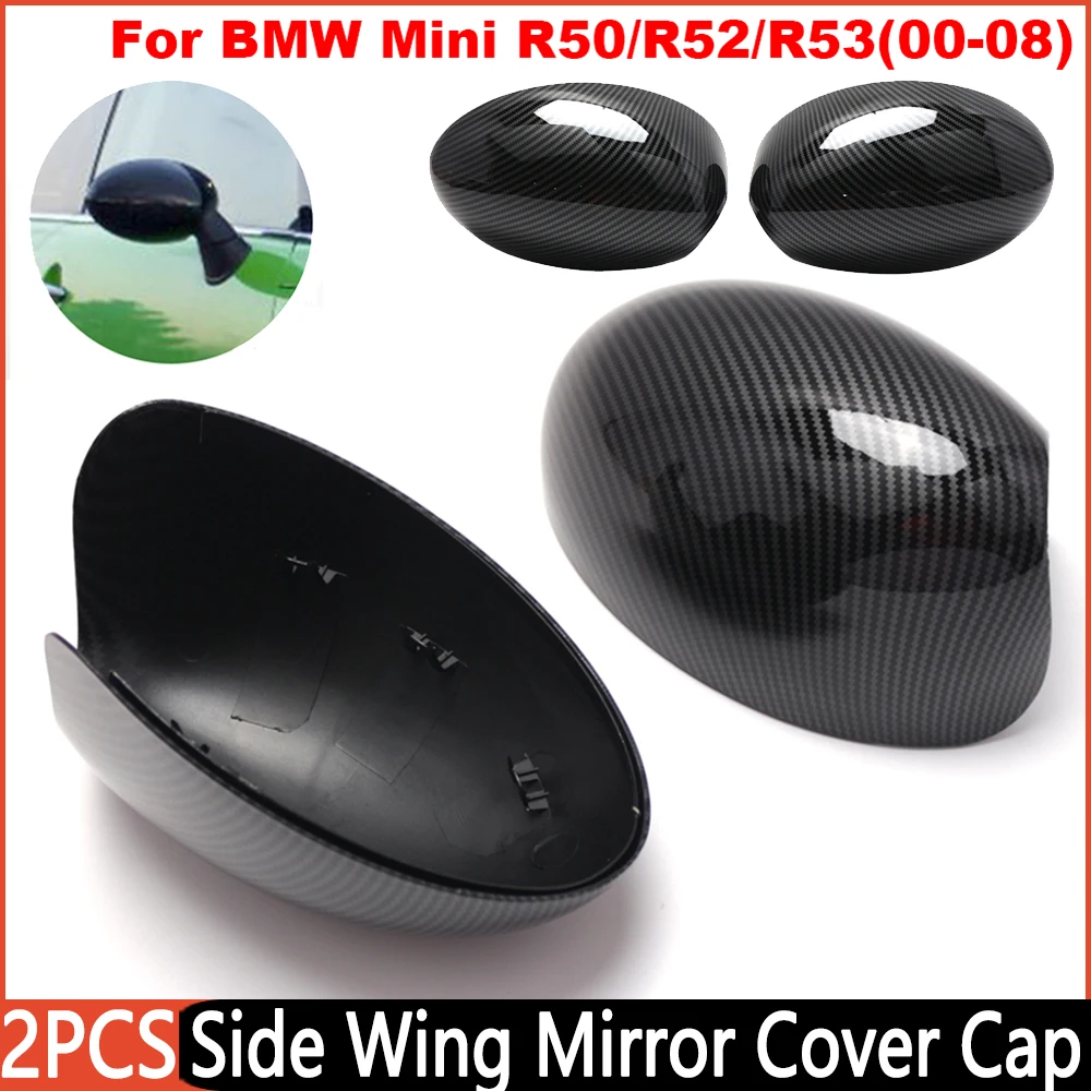 2pcs Rearview Mirror Cover Carbon Fiber Black Rear-View Caps Car Accesso... - £29.54 GBP+