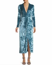 Galvan London Blue Velvet V-Neck Faux  Wrap Cocktail Dress SZ 8 NWT $1,325 - $556.00