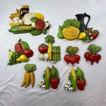 Syroco Vegetable Wall Hangings Farmhouse Fruit Bread Corn Vintage Set of 9 - £46.98 GBP