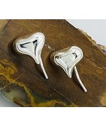 Rhodium Plated Sterling Silver Abstract Heart Pierced Earrings - $19.80