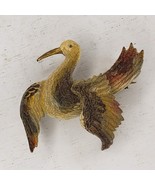 Vintage Stork Heron Pelican Bird Brooch Pin Sugar Bead Coated Figural - £12.01 GBP