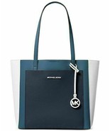 NEW MICHAEL KORS BLUE WHITE LEATHER HAND BAG TOTE $298 - £169.90 GBP