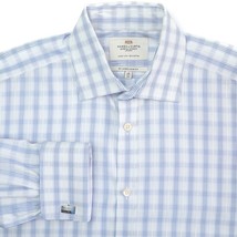 Hawes Curtis French Cuff White Blue Check Dress Shirt 16-32 Slim Spread Collar - £19.65 GBP