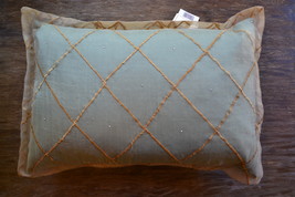 Studio Chic Embroidered Organza Pillow with Swarvoski crystals in Blue and Gold - $76.49