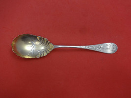 Antique Lily Engraved by Lunt Sterling Silver Berry Spoon Goldwashed Brite-Cut - £149.22 GBP