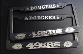SET of 2 - Dodgers / 49ers Black Plastic Custom License Plate Frame Truck Car Va - $22.40