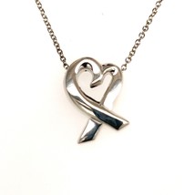 Tiffany &amp; Co Estate Heart Pendant Silver Necklace 17&quot; By Elsa Peretti TI... - £171.31 GBP