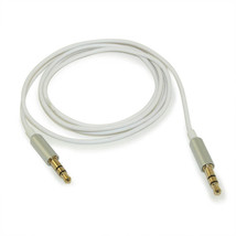 3Ft Extra Slim 3.5Mm Mini-Stereo Trs Male To Male Gold Plated Cable White - £11.72 GBP
