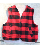 Vintage red Plaid Vest Sherpa Lined Red Black Outdoors Hunting ESTATE SA... - $34.99