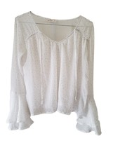 Hollister White &amp; Gold Peasant Top - £8.45 GBP