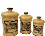 Vintage 3 Lot Los Angeles Potteries '63 Mustard Yellow Ceramic Lidded Ca... - $37.90