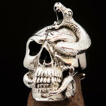 Excellent crafted Mens Outlaw Biker Ring Desert Snake Skull - Sterling Silver - £83.38 GBP+