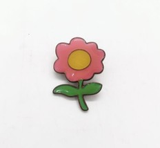 Vintage Enameled Brass Flower Pin Vintage Pink Retro 60s Lapel Hat - £6.68 GBP