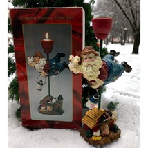 Farmer Santa Claus Candle Holder Rustic Country Christmas Decor Chicken Pig - $16.97