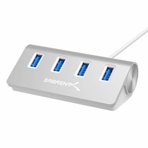 SABRENT 4 Port USB 3.0 Hub Unibody Aluminum Portable Data Hub with 2.5ft USB 3.0 - £30.36 GBP