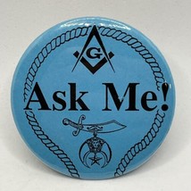 Ask Me! Zuhrah Shrine Circus Worker Masonic Shriner Masons Pinback Button Pin - £4.70 GBP