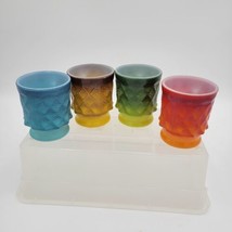 VTG Anchor Hocking &amp; Fire King Kimberly Mugs Diamond Set of 4 - $28.87