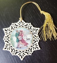 Lenox Porcelain Christmas Ornament Victorian Lace Skaters Vintage FIne C... - $29.69