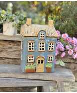 NEW! Tall Blue Townhouse/Country House Ceramic Tealight - $907.85 MXN