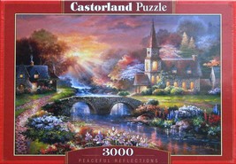 Castorland Peaceful Reflections 3000 pc Jigsaw Puzzle Landscape Church  - $39.59
