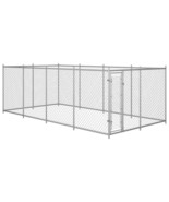 vidaXL Dog Kennel Silver Galvanized Steel Large Dog Kennel Rectangular - $23,353.42 MXN