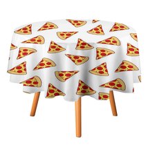 Colorful Pizza Food Tablecloth Round Kitchen Dining for Table Cover Decor Home - £12.76 GBP+