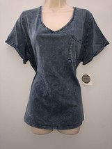 NWT! Falls Creek Women&#39;s Navy Blue Short Sleeve Washed Tee Top Shirt Siz... - £6.23 GBP