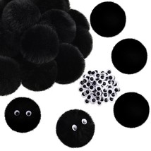30 Pieces 2.6 Inch Black Pom Pom Balls Fluffy Craft Pom Poms Large Black... - $27.99