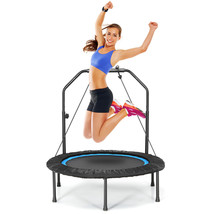 40&quot; Foldable Mini Trampoline Indoor Exercise Rebounder w/ Resistance Ban... - $177.99