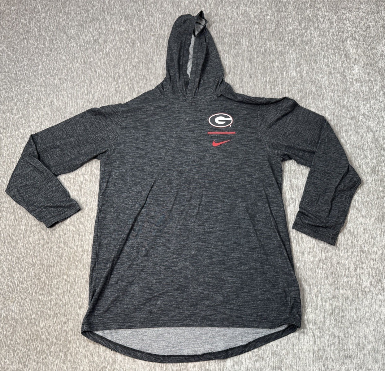 Georgia Bulldogs Hoodie Mens Large Gray Nike Tee Jacket Football Pullove... - £22.23 GBP