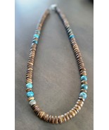 Natural Brown Coconut Shell With Dark Blue Lace Agate Hawaiian Beach Nec... - $519.79 MXN