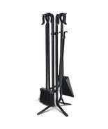 5 Pieces Fireplace Iron Standing Tools Set - Color: Black - £67.74 GBP