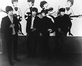 The Beatles The Fab Four Standing In Front Of Cartoon Characters Of Themselves 1 - £55.94 GBP