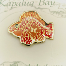 The Kapalua Bay Nohu Pinao Turkey Fish Vintage Pin Metal Gold Tone Enamel Fish - $14.34