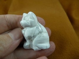 Y-CAT-SIC-597) little white gray baby KITTY CAT kitten GEMSTONE carving figurine - £8.43 GBP