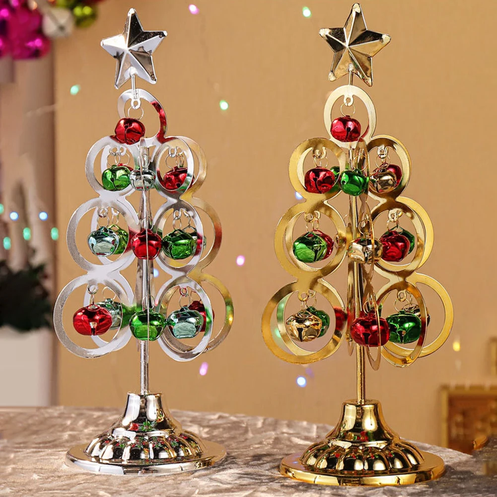 Mini Christmas Tree Ornament with Bell Decor Iron Art Christmas Tree Rustproof - £13.58 GBP