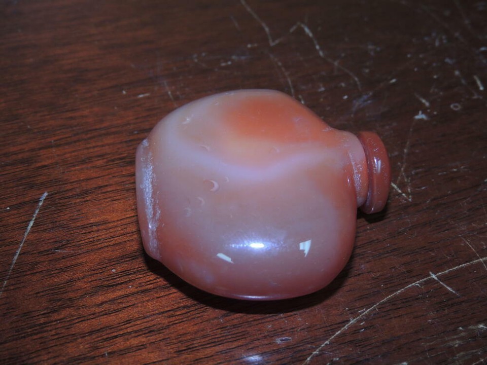 Chinese Agate Carnelian Stone 2.25" Perfume Snuff Bottle carved smooth Item image 11