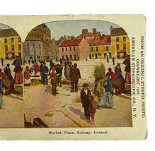 Antique Stereoscope Card Galway, Ireland Market 1906 Photograph Photo - $14.00