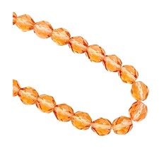 50 Preciosa Czech Fire Polished Glass Light Pink Orange 8mm Faceted Round Beads - £5.36 GBP