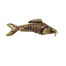 Cloisonné Articulated Koi Fish Purple Enamel Brass Gold Pendant Ornament... - £12.46 GBP