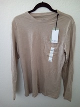 Goodfellow Men&#39;s Long-sleeved Tan Lightweight T-shirt Size S - £9.59 GBP