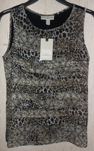 Nwt Womens Dana Buchman Animal Print Pleated Shell / Dressy Lined Top Size S - £18.58 GBP