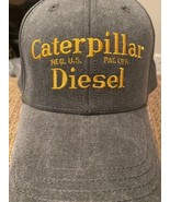 Caterpillar Diesel Grey Strap Back Hat Cap Yellow Embroidery Industrial Engines - $13.48