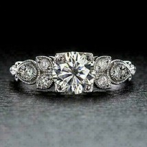 Milgrain Vintage Hochzeit Ring 1.40Ct Künstlicher Diamant Weiß Vergoldet... - £227.22 GBP