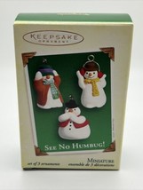 Hallmark Keepsake See No Humbug!  Miniature Ornament Set Of 3 NEW Snowmen - £8.78 GBP