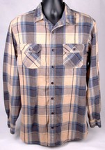 RED HEAD Shirt-LT-Tan Blue Plaid-Outdoor-Long Sleeve-Button Up - £16.91 GBP