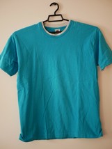 Vintage Fruit of the Loom Blank Short Sleeve T-shirt Turquoise Blue Line... - $9.99